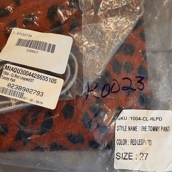 NEW! MAIOU The Tommy Pant in Red Leopard Print with Silver Belt Size 27 - Picture 15 of 15
